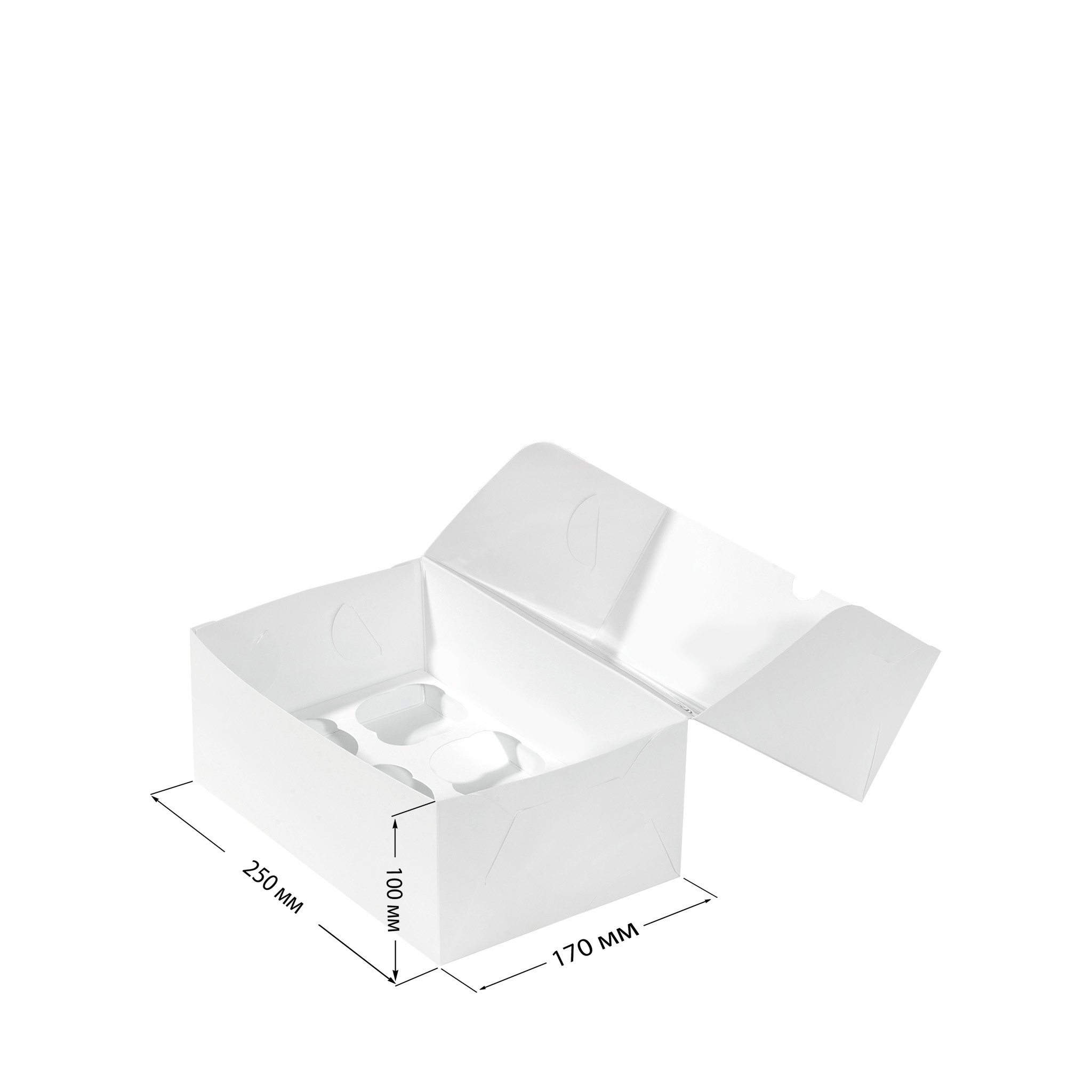 картинка Короб картонный под 6 капкейков с ОКНОМ 250х170х100